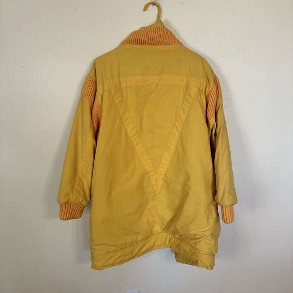 Vtg Mulberry Street Yellow Oversized Jacket Knit Accents Geometric 90s Womens - Picture 4 of 8